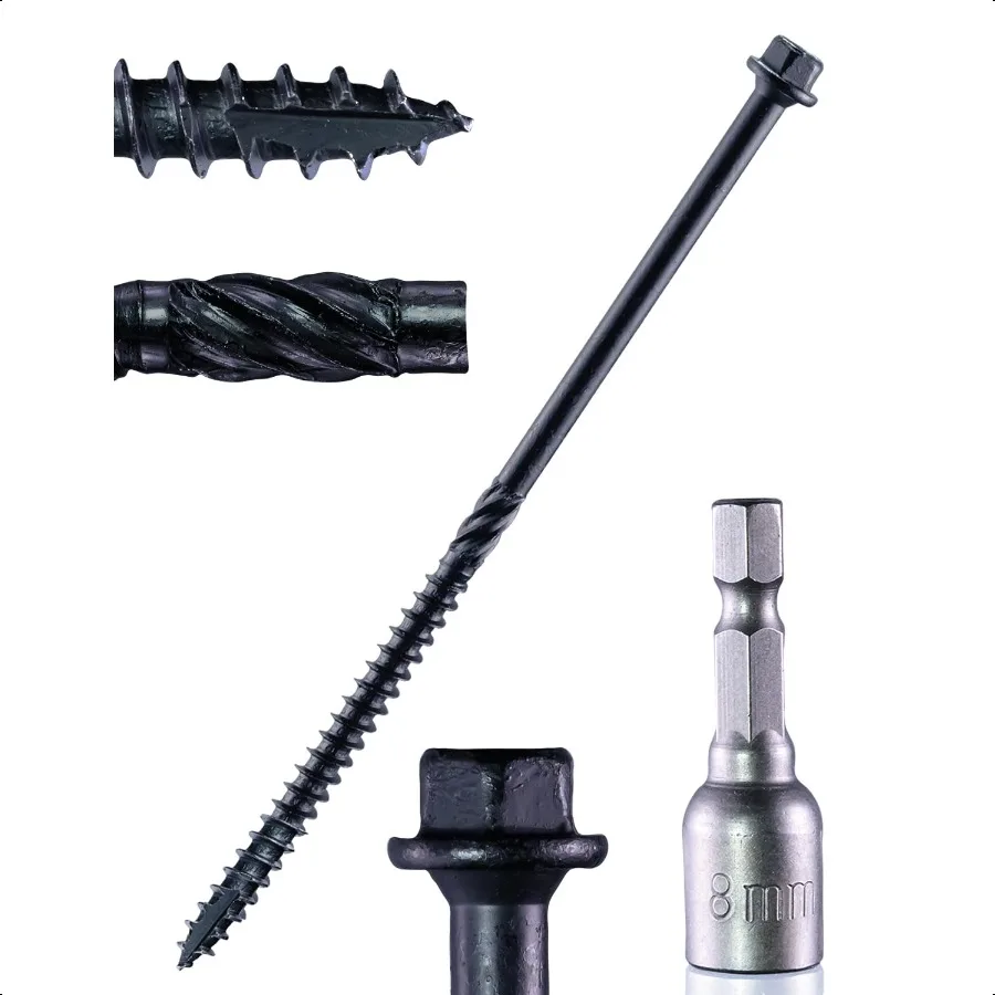 Structural Lag Screws 8 Inch 50Pack 14 X 8 Heavy Duty Black Timber Screws Rust Resistant Hex Head Outdoor Log Landscaping Wood 
Structural Lag Screws 8 Inch 50Pack 14 X 8 Heavy Duty Black Timber Screws Rust Resistant Hex Head Outdoor Log Landscaping Wood