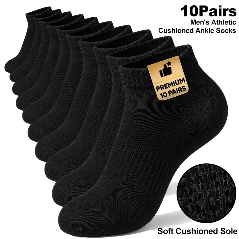 5/10 Pairs Men's Athletic Cushioned Ankle Socks, Comfort Wicking Anti-Blister Running Sock
5/10 Pairs Men's Athletic Cushioned Ankle Socks, Comfort Wicking Anti-Blister Running Sock