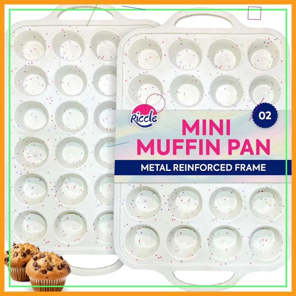 2 Pack Silicone Mini Muffin Pan, 24-Cup with Metal Reinforced Frame, BPA-Free, Oven & Dishwasher Safe
2 Pack Silicone Mini Muffin Pan, 24-Cup with Metal Reinforced Frame, BPA-Free, Oven & Dishwasher Safe