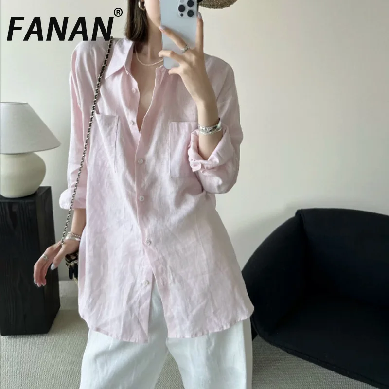 Элегантная светло-розовая льняная рубашка FANAN для женщин, летний кардиган с защитой от солнца, французская хлопково-льняная рубашка, женские блузки
Элегантная светло-розовая льняная рубашка FANAN для женщин, летний кардиган с защитой от солнца, французская хлопково-льняная рубашка, женские блузки