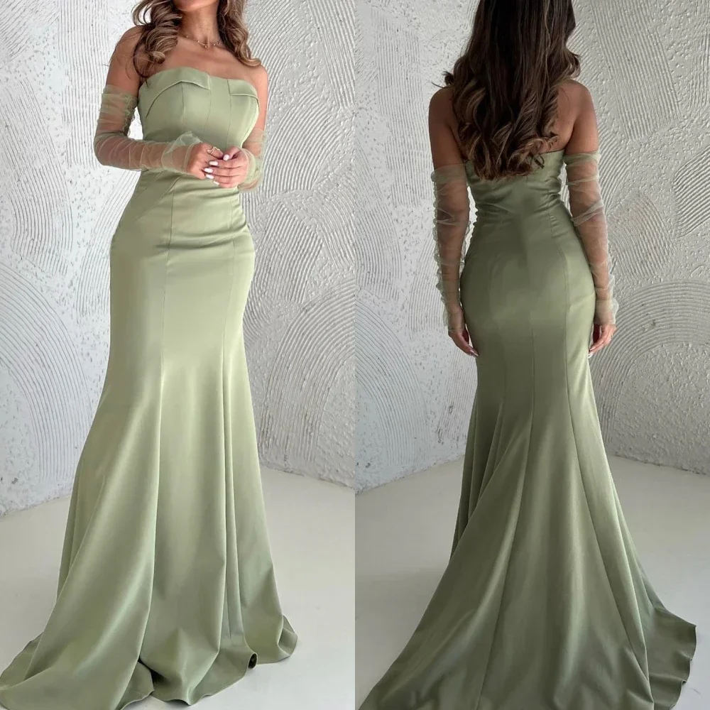 Customized Simple Fashion Strapless Mermaid Formal Ocassion Gown Hugging Floor length Skirts Charmeuse Evening Dress robes de so
Customized Simple Fashion Strapless Mermaid Formal Ocassion Gown Hugging Floor length Skirts Charmeuse Evening Dress robes de so