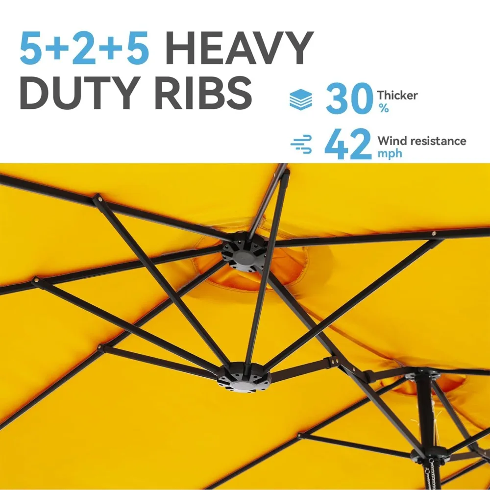 15 ft Rectangular Patio Umbrella with Base Included, Large Double-Sided Outdoor Table Umbrella with Crank, Customized
15 ft Rectangular Patio Umbrella with Base Included, Large Double-Sided Outdoor Table Umbrella with Crank, Customized