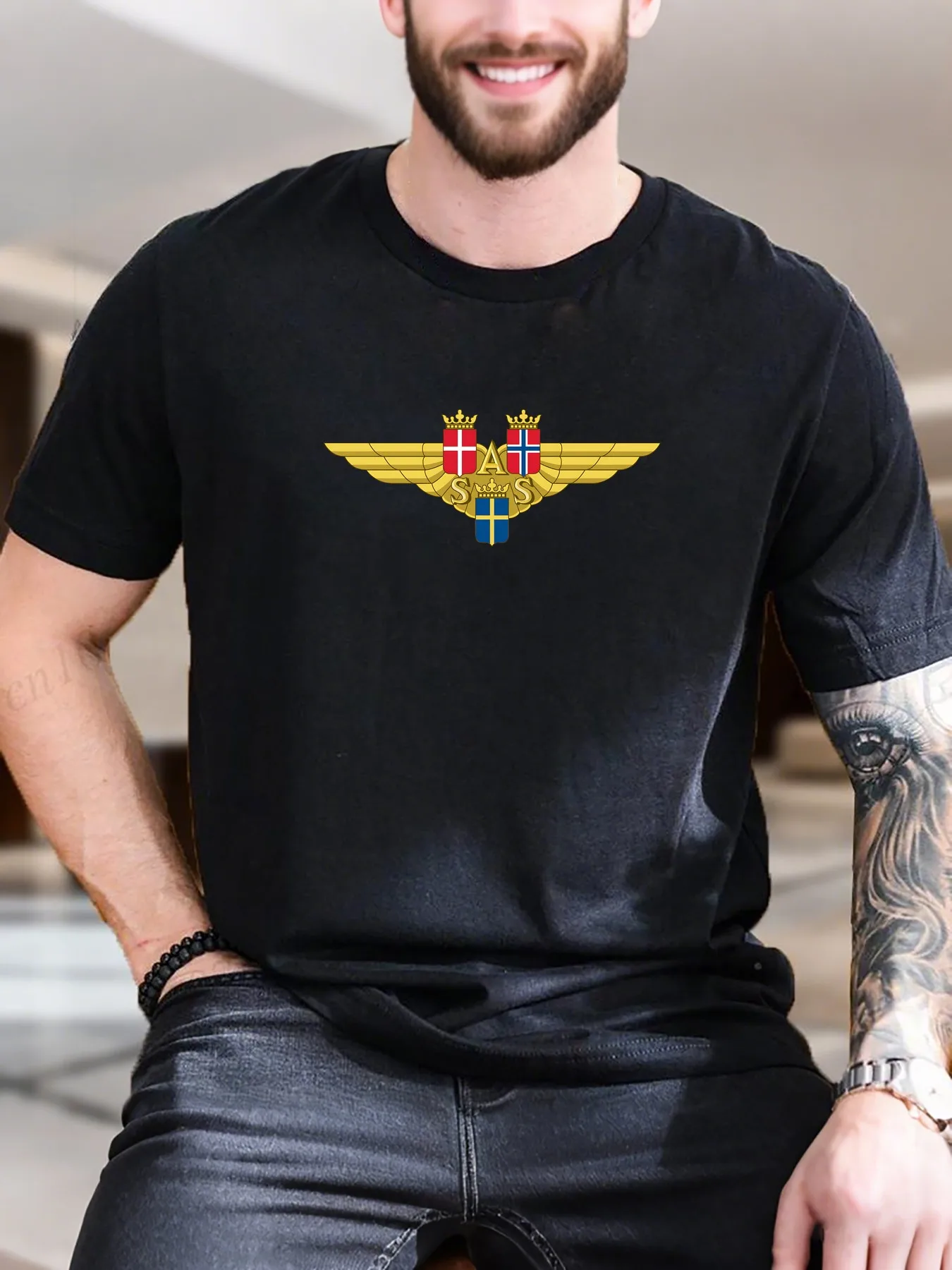 New Arrival Fashion Men's Printed Short Sleeve T-Shirt Premium Cotton Breathable Soft Stylish Winged Emblem with Dual Flags Desi
New Arrival Fashion Men's Printed Short Sleeve T-Shirt Premium Cotton Breathable Soft Stylish Winged Emblem with Dual Flags Desi