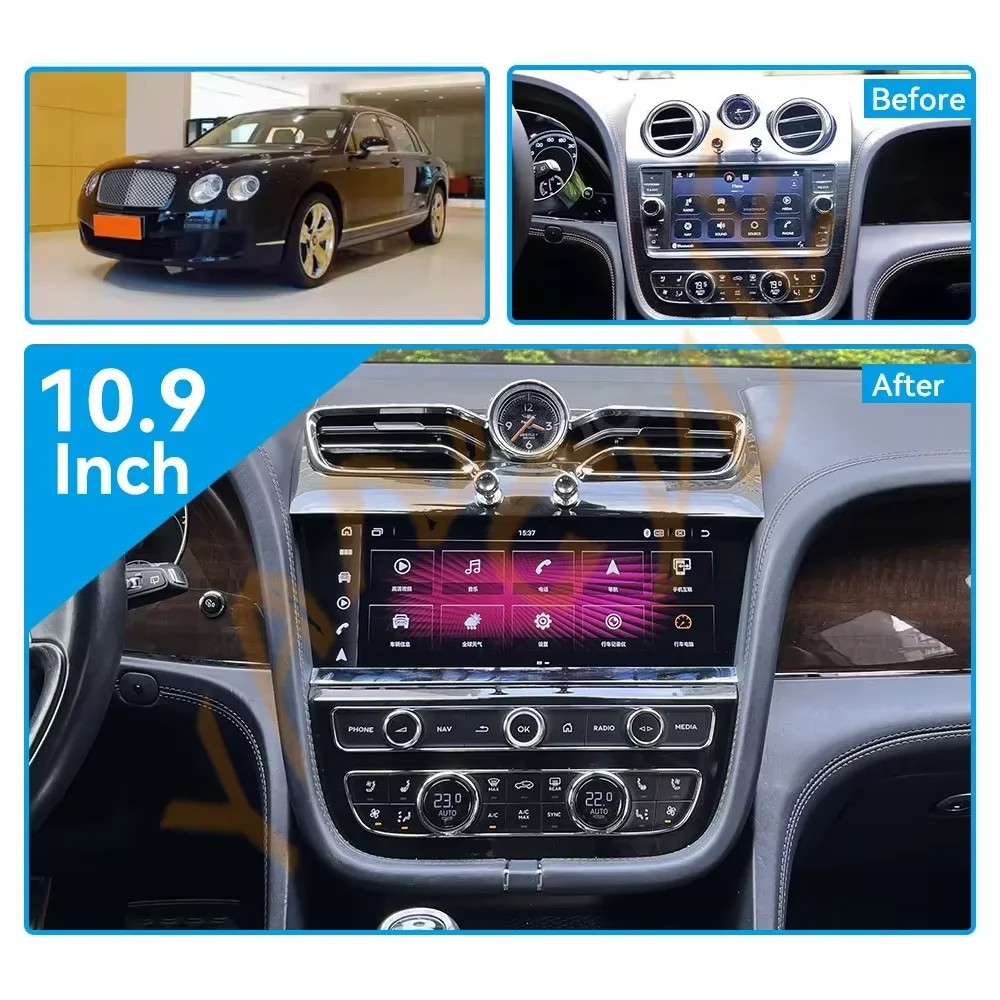 Мультимедийный экран Qualcomm Android 13 для Bentley Flying Spur Continental GT Bentayga, обновление 2024, GPS Navi, автомобильное радиоприемник
Мультимедийный экран Qualcomm Android 13 для Bentley Flying Spur Continental GT Bentayga, обновление 2024, GPS Navi, автомобильное радиоприемник