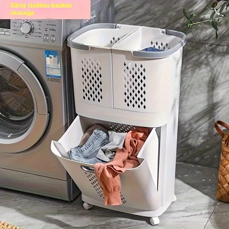 1 large modern laundry basket with 3 baskets - durable plastic, space-saving design for bathroom and home finishing,
1 large modern laundry basket with 3 baskets - durable plastic, space-saving design for bathroom and home finishing,