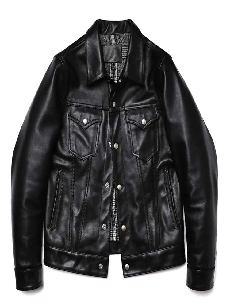 Classical High Quality Denim Genuine Leather Jacket Men's Real Cowhide Slim Clothing Vegetable Tanning Natural Calf Skin Clothes
Classical High Quality Denim Genuine Leather Jacket Men's Real Cowhide Slim Clothing Vegetable Tanning Natural Calf Skin Clothes