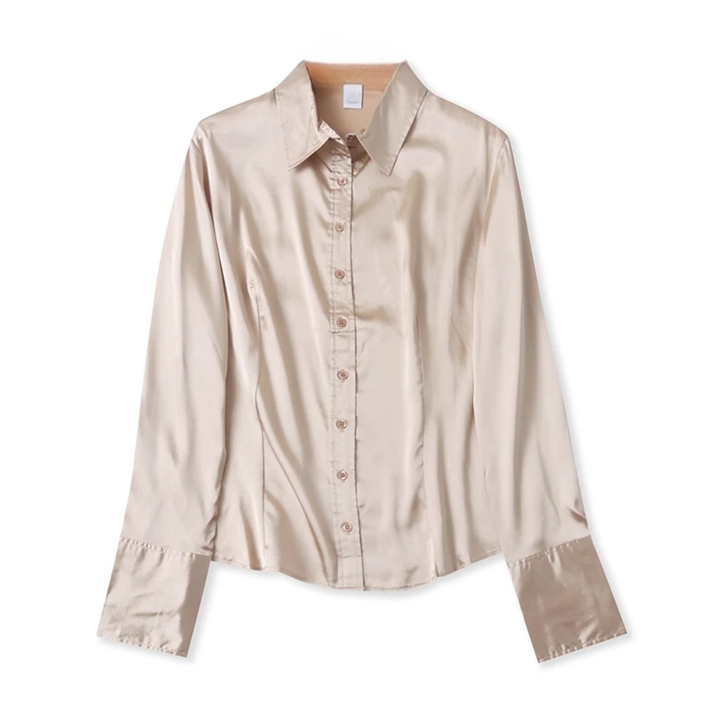 2025 Spring New Elegant Satin Solid Blouses Vintage Korean Style Women's Summer Shirts Office Lady Lapel Long Sleeve Trendy Tops
2025 Spring New Elegant Satin Solid Blouses Vintage Korean Style Women's Summer Shirts Office Lady Lapel Long Sleeve Trendy Tops