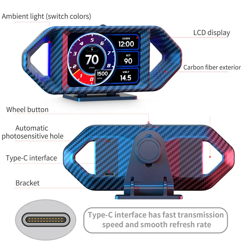 HUD OBD2+GPS+Slope Meter+Accelerometer Car Smart Head Up Display Speed RPM Water Temp Alarm Turbo Pressure Fuel Consumption
HUD OBD2+GPS+Slope Meter+Accelerometer Car Smart Head Up Display Speed RPM Water Temp Alarm Turbo Pressure Fuel Consumption