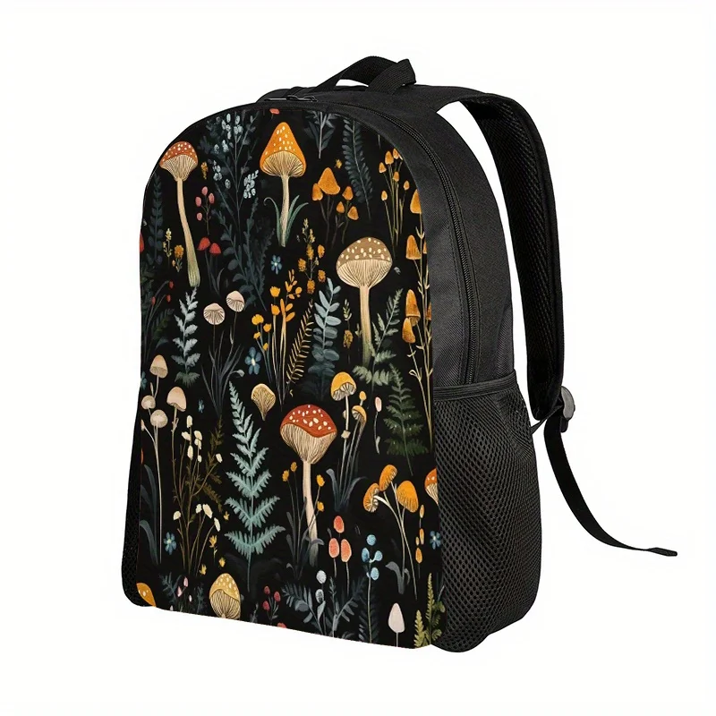 1 mushroom print backpack - Large capacity school bag with adjustable shoulder straps and black frame, dark green/white/yellow
1 mushroom print backpack - Large capacity school bag with adjustable shoulder straps and black frame, dark green/white/yellow