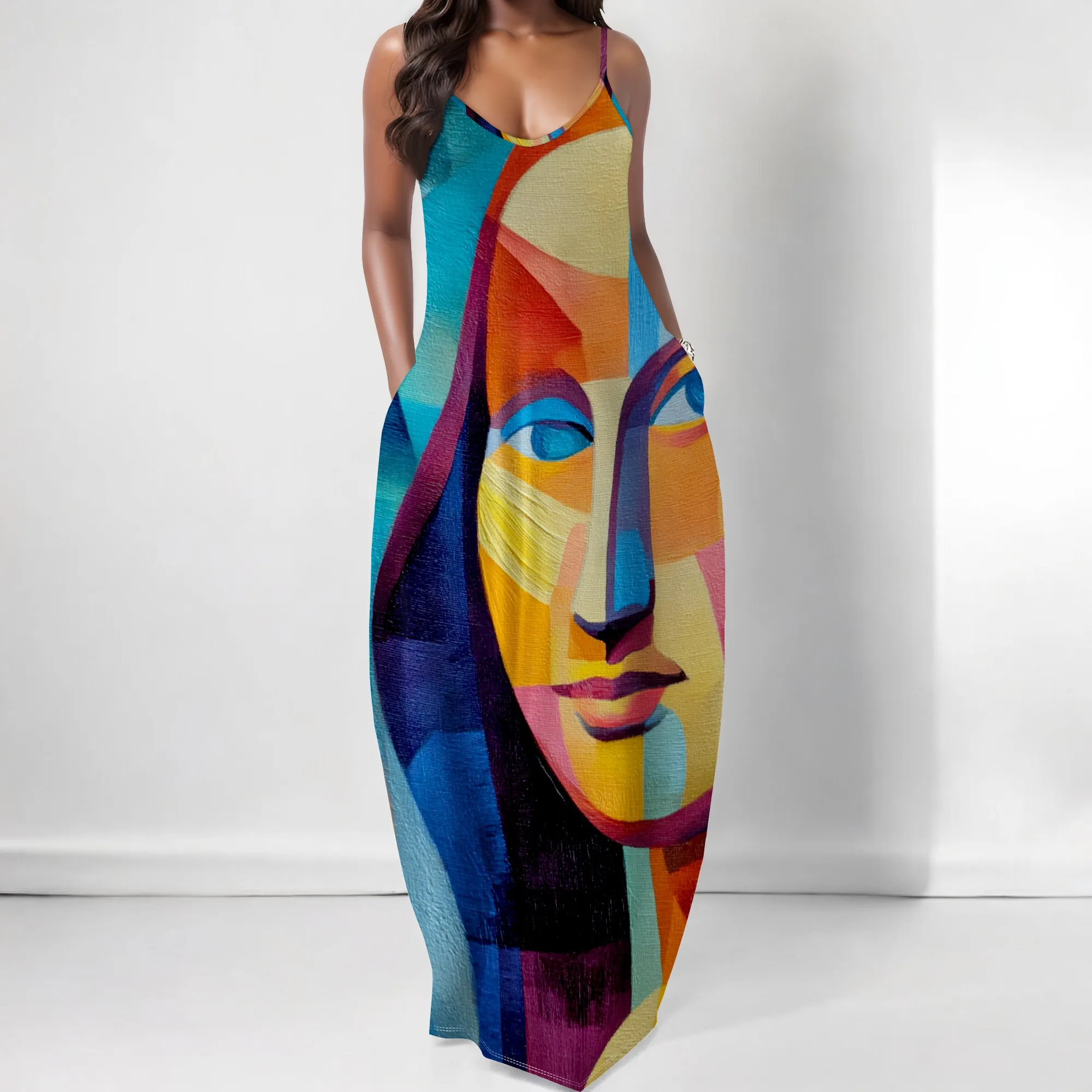 Women's Abstract Face Print Maxi Dress Cubism Cami Sundress with Pockets Summer Vacation Beach Dress XS-3XL
Women's Abstract Face Print Maxi Dress Cubism Cami Sundress with Pockets Summer Vacation Beach Dress XS-3XL