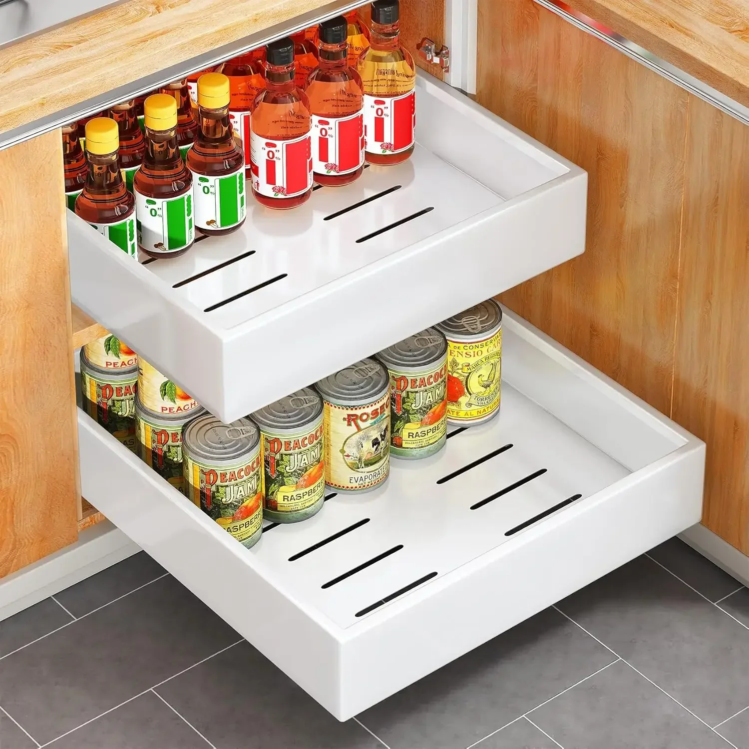 2Pack Pull out Cabinet Organizer, 21"Deep, Heavy Duty Full-extension Slide out Drawers for Kitchen Cabinet, Roll out Shelf Stora
2Pack Pull out Cabinet Organizer, 21"Deep, Heavy Duty Full-extension Slide out Drawers for Kitchen Cabinet, Roll out Shelf Stora