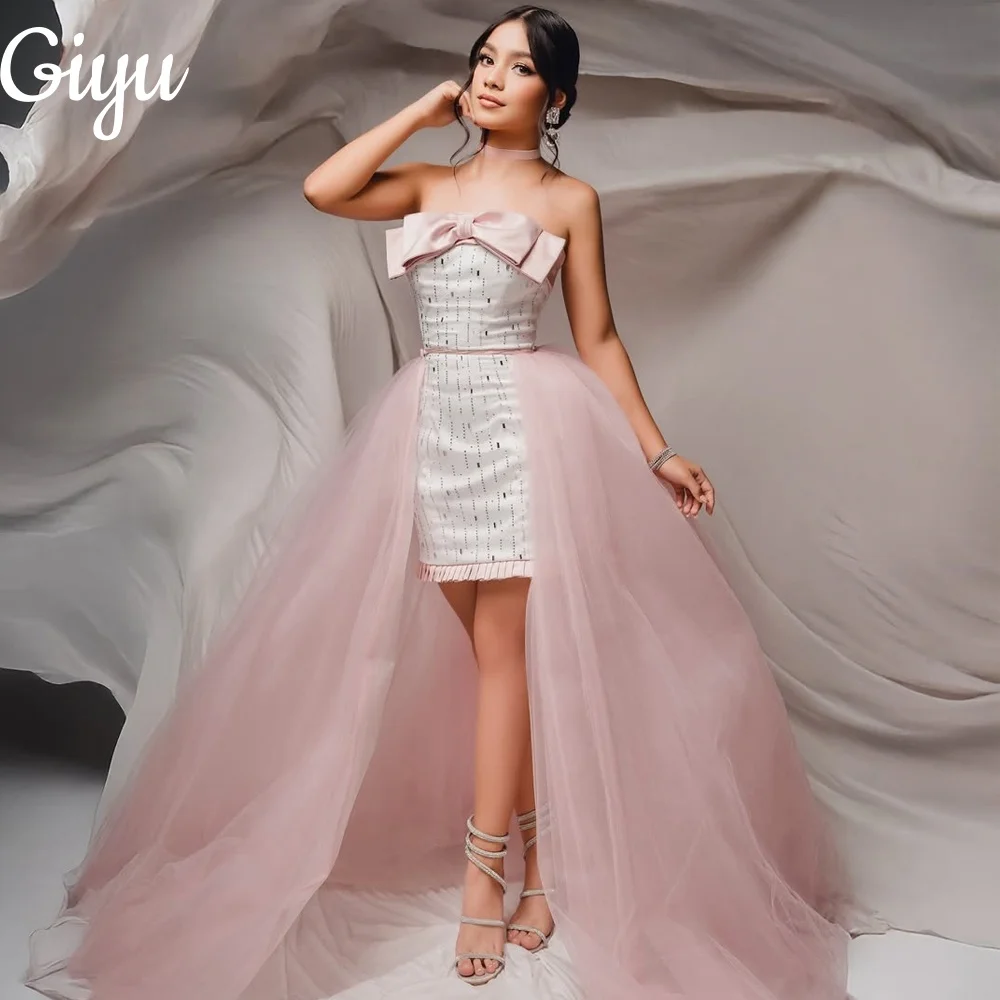 Giyu Modern Cute Lovely Sparkly Mini Prom Party Dress Detachable Pink Tulle Tail Pleat Cocktail Formal Event Dress Customized
Giyu Modern Cute Lovely Sparkly Mini Prom Party Dress Detachable Pink Tulle Tail Pleat Cocktail Formal Event Dress Customized