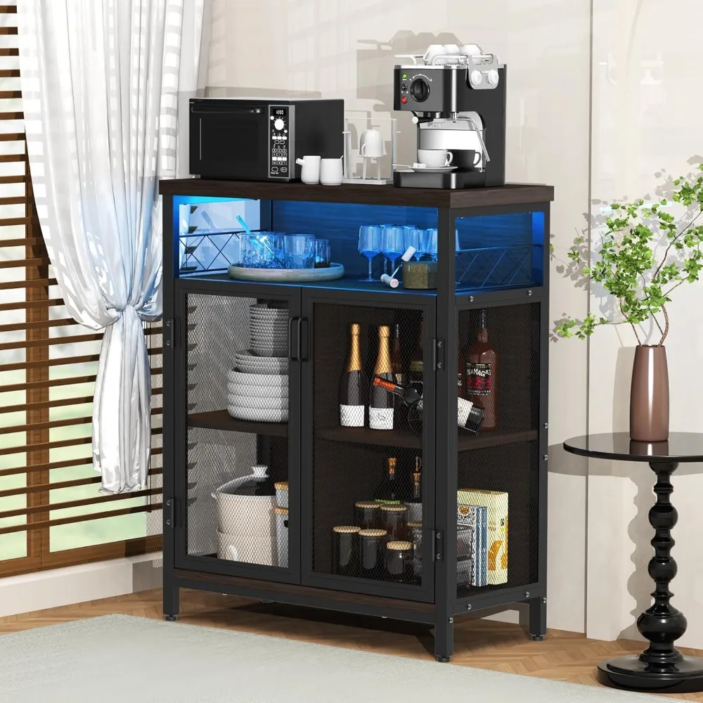 Coffee Bar Cabinet with LED Light for Liquor, Small Storage Cabinet for Home Kitchen, Farmhouse Buffet Sideboard Table Station
Coffee Bar Cabinet with LED Light for Liquor, Small Storage Cabinet for Home Kitchen, Farmhouse Buffet Sideboard Table Station