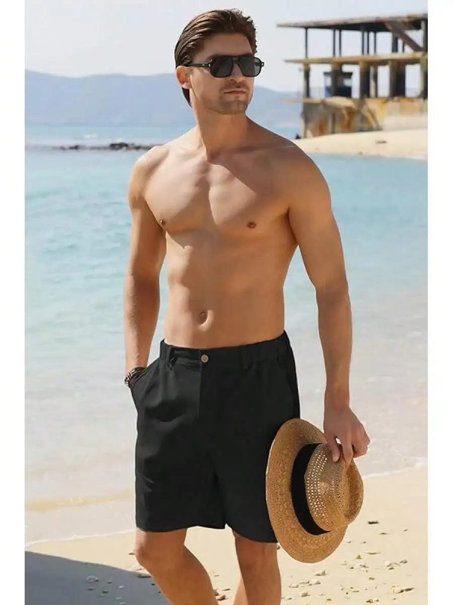 Mens Cotton Linen Casual Shorts With Button Elastic Waist Beach Summer Wear
Mens Cotton Linen Casual Shorts With Button Elastic Waist Beach Summer Wear