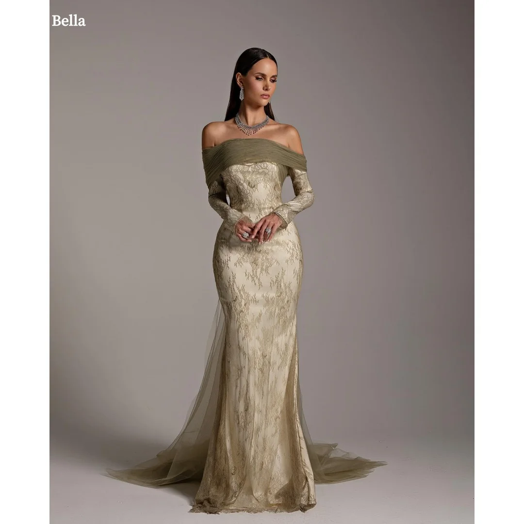 Bella Customized Mermaid Off The Shoulder Strapless robes de soirée Long Sleeves Party Dresses Floor-Length Prom Dress 2025
Bella Customized Mermaid Off The Shoulder Strapless robes de soirée Long Sleeves Party Dresses Floor-Length Prom Dress 2025
