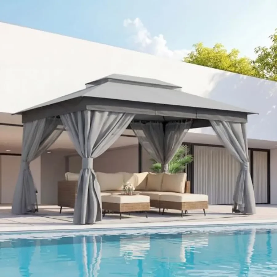 Gazebo 10x13ft Heavy Duty Patio Gazebo with Expansion Bolts Party Tent with Double Roofs Mosquito Nettings and Privacy Sns for
Gazebo 10x13ft Heavy Duty Patio Gazebo with Expansion Bolts Party Tent with Double Roofs Mosquito Nettings and Privacy Sns for