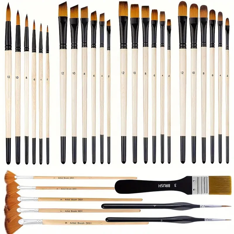 32pcs Artist Paint Brush Set - Fine Nylon Bristles for Acrylic, Oil & Watercolor Painting - Ideal for Artists, Adults & Students
32pcs Artist Paint Brush Set - Fine Nylon Bristles for Acrylic, Oil & Watercolor Painting - Ideal for Artists, Adults & Students