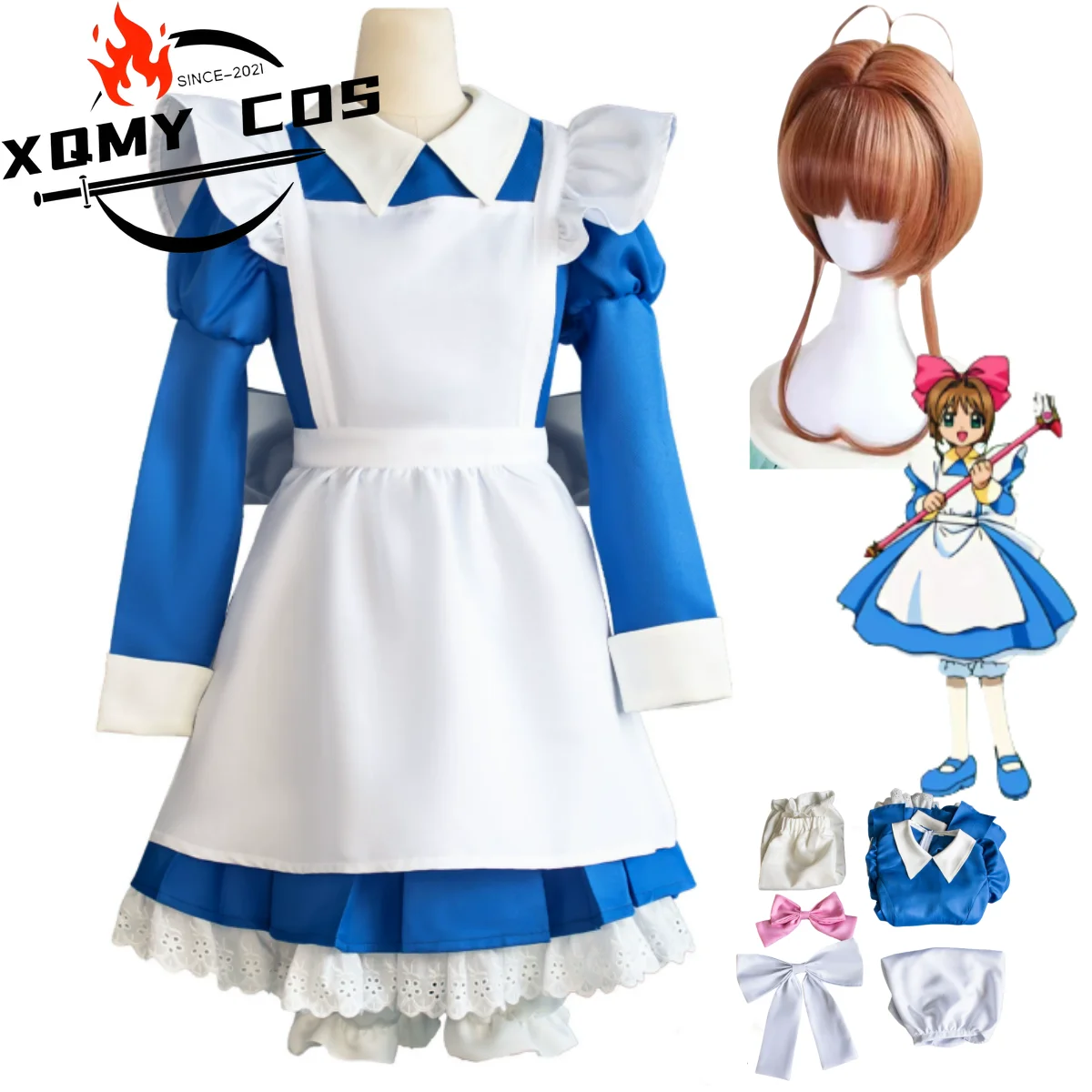 XqAnime Cardcaptor Sakura Kinomoto Sakura Cosplay Costume Blue-white Maid Outfit Uniform Wig Woman Cute Christmas Party Suit
XqAnime Cardcaptor Sakura Kinomoto Sakura Cosplay Costume Blue-white Maid Outfit Uniform Wig Woman Cute Christmas Party Suit