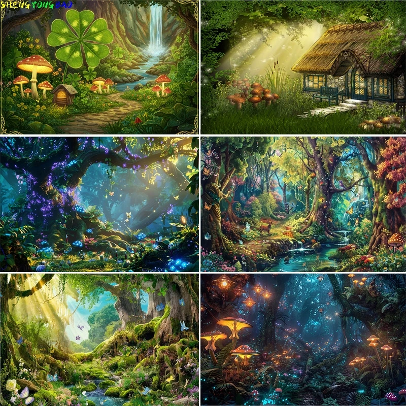 Fairy Tale Magical Forest Photography Backdrops Mushrooms Sunlight Gingerbread House Life Tree in Wonderland Background MF-01
Fairy Tale Magical Forest Photography Backdrops Mushrooms Sunlight Gingerbread House Life Tree in Wonderland Background MF-01