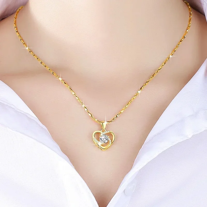 Women Light Luxury AU999 24K Real Gold Moissanite Clavicle Chain Only Love Necklace Pendant Smart Love Necklace
Women Light Luxury AU999 24K Real Gold Moissanite Clavicle Chain Only Love Necklace Pendant Smart Love Necklace