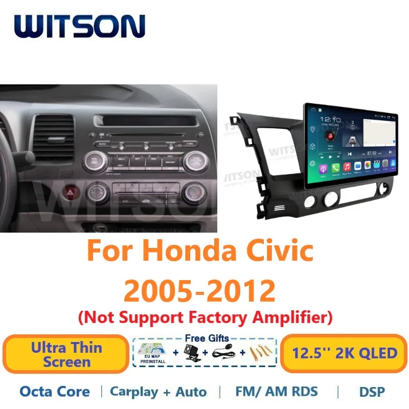 WITSON Android Car Multimedia For Honda Civic 2005-2012 Carplay DSP 12.5'' 2K QLED Auto Stereo Radio Navi GPS Multimedia
WITSON Android Car Multimedia For Honda Civic 2005-2012 Carplay DSP 12.5'' 2K QLED Auto Stereo Radio Navi GPS Multimedia