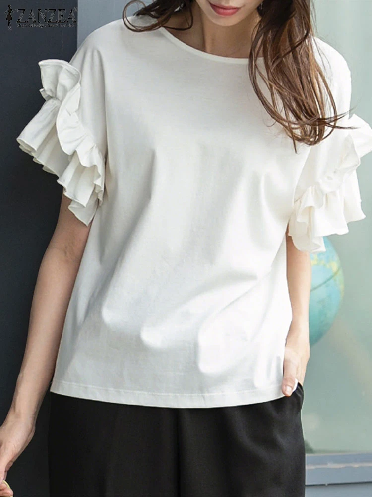 ZANZEA Women Shirts Fashion Blouses 2025 Summer Ladies Casual Short Sleeve Ruffled Tunic Tops Solid Color Loose Blusas Femininas
ZANZEA Women Shirts Fashion Blouses 2025 Summer Ladies Casual Short Sleeve Ruffled Tunic Tops Solid Color Loose Blusas Femininas