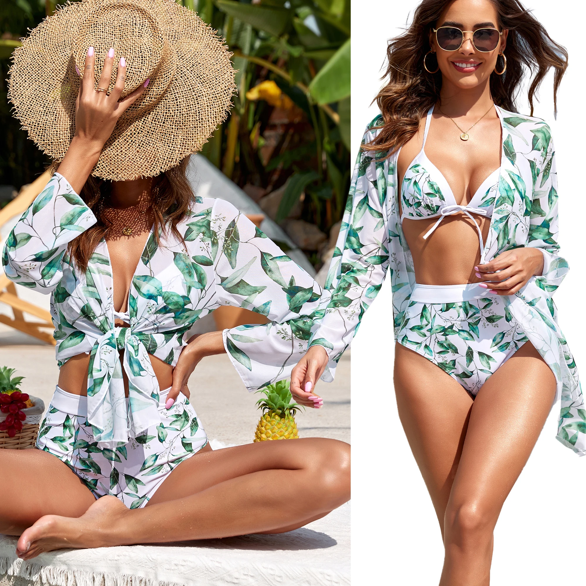 3 Pieces High Waist Bikini Set with Cover Ups Sexy Bandage Swimsuit Floral Printed Bathing Suit Beach Wear Women 2024
3 Pieces High Waist Bikini Set with Cover Ups Sexy Bandage Swimsuit Floral Printed Bathing Suit Beach Wear Women 2024