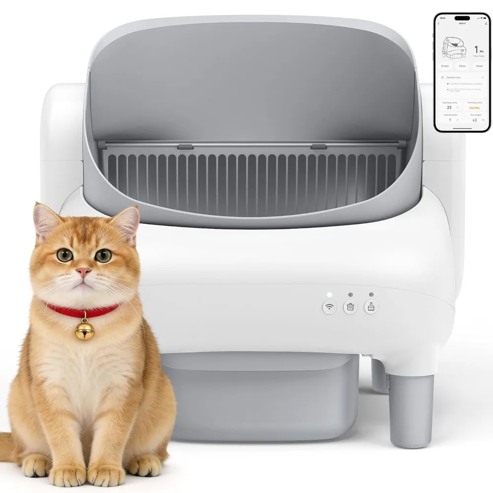 Open Top Self-Cleaning Cat Litter Box for Multiple Cats, App Control & Safety Protection, Ultra-Quiet, Light Gray, Custom
Open Top Self-Cleaning Cat Litter Box for Multiple Cats, App Control & Safety Protection, Ultra-Quiet, Light Gray, Custom