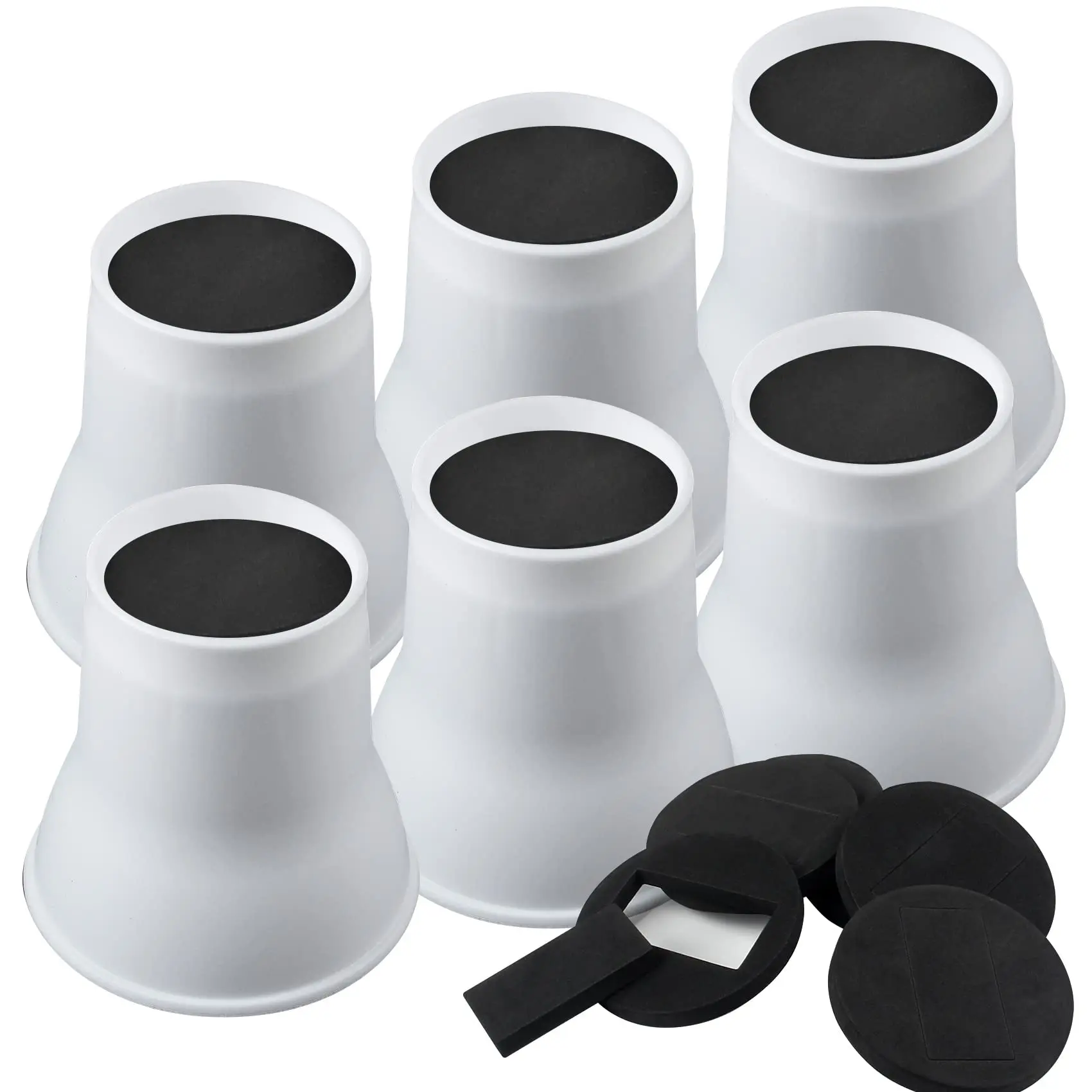 White 6-Pack Heavy Duty 6 Inch Furniture Risers With Non-Slip Pads, Supports Up To 6600 Lbs For Sofas, Chairs, Desks
White 6-Pack Heavy Duty 6 Inch Furniture Risers With Non-Slip Pads, Supports Up To 6600 Lbs For Sofas, Chairs, Desks
