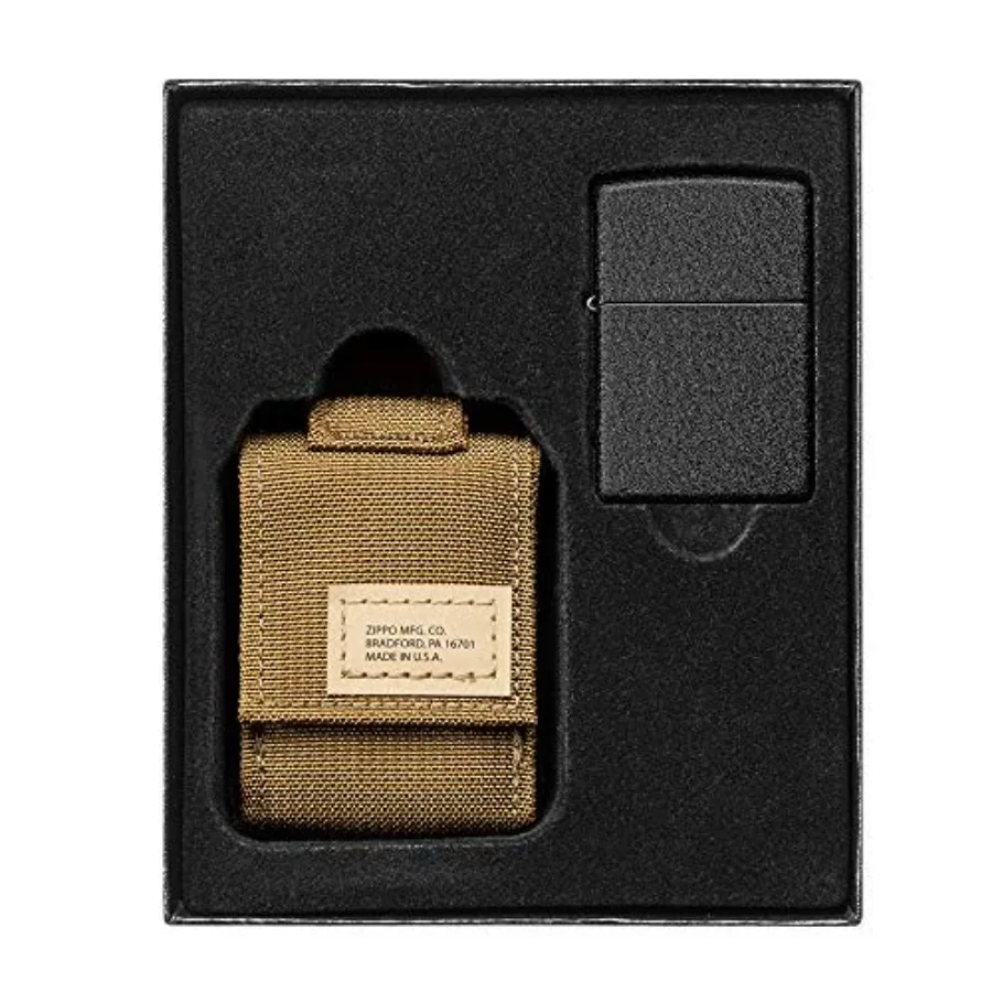 Coyote Tactical Pouch and Black Crackle Windproof Lighter Gift Set
Coyote Tactical Pouch and Black Crackle Windproof Lighter Gift Set