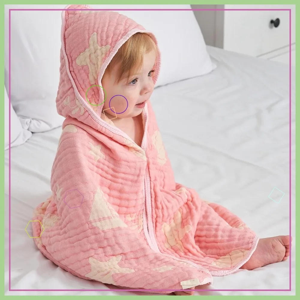 Ultra-Soft Muslin Baby Hooded Towel 32x32in for Bath & Beach
Ultra-Soft Muslin Baby Hooded Towel 32x32in for Bath & Beach
