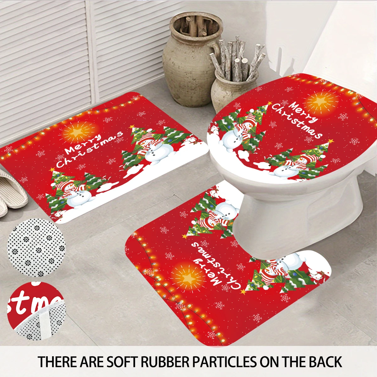 4pcs Merry Christmas Red Christmas Snowman Bathroom Set 180x180 Shower Curtain 12 Hooked Toilet Pads U-shaped Pads Floor Pads
4pcs Merry Christmas Red Christmas Snowman Bathroom Set 180x180 Shower Curtain 12 Hooked Toilet Pads U-shaped Pads Floor Pads