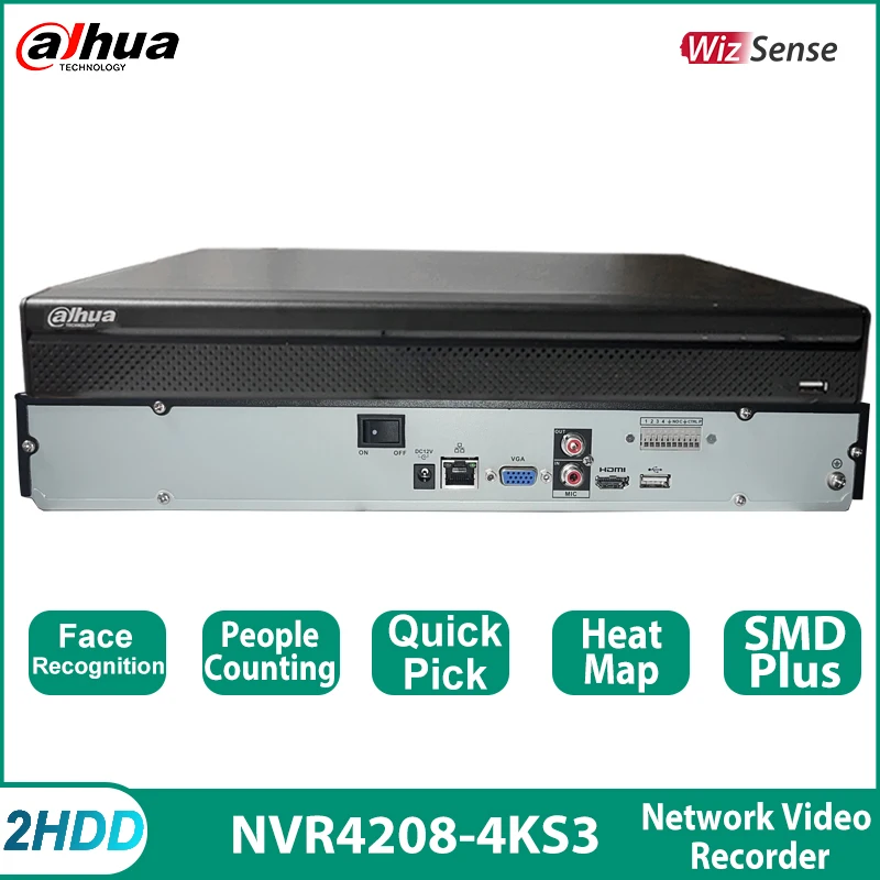 Сетевой видеорегистратор Dahua NVR4208-4KS3 Wizsense, 8 каналов, поддержка 2HDDs, распознавание лица и система безопасности CCTV
Сетевой видеорегистратор Dahua NVR4208-4KS3 Wizsense, 8 каналов, поддержка 2HDDs, распознавание лица и система безопасности CCTV