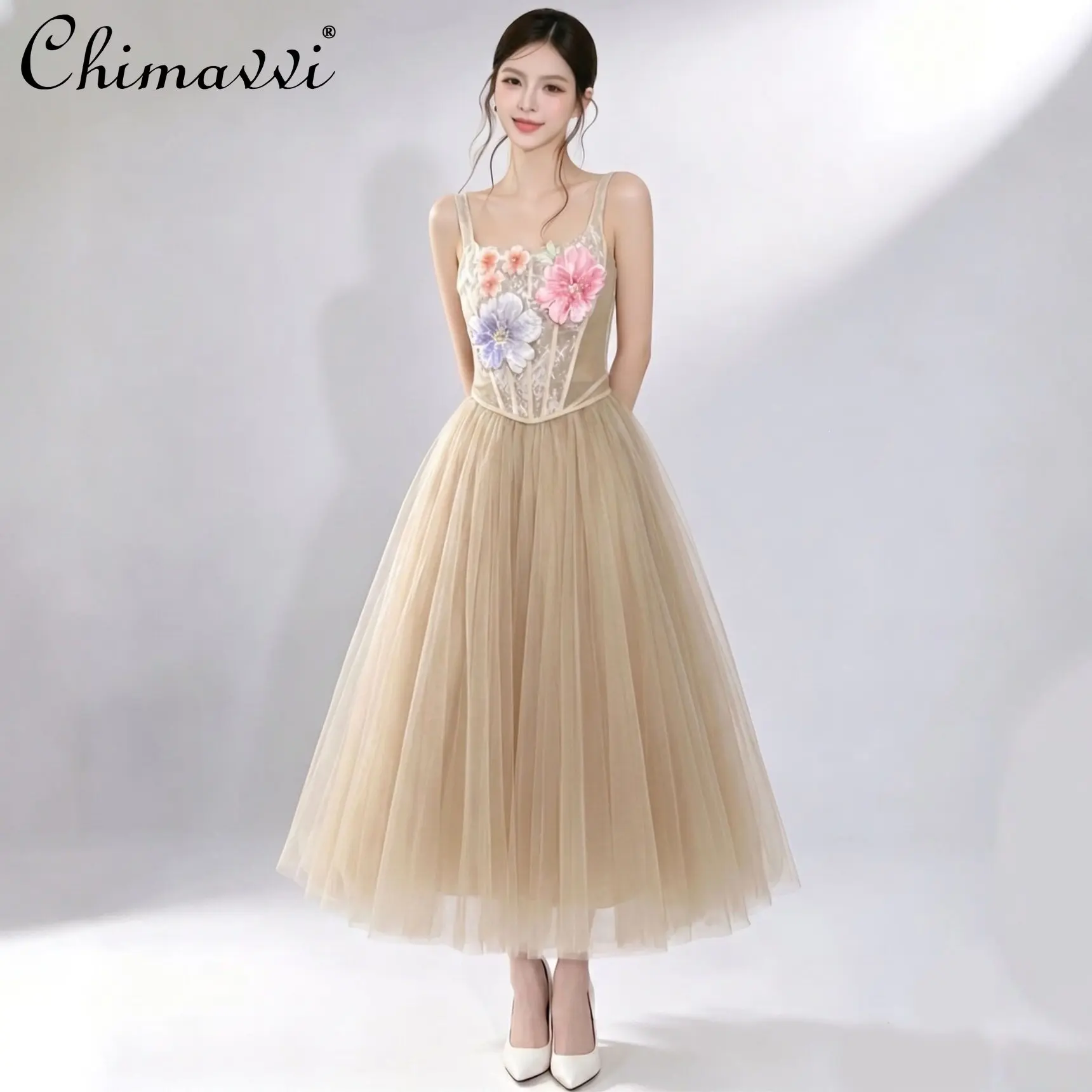 French Elegant Fashion Socialite 3D Flower Sleeveless Crop Top High Waist Mesh Long Skirts Two-piece Set For Women Summer 2026
French Elegant Fashion Socialite 3D Flower Sleeveless Crop Top High Waist Mesh Long Skirts Two-piece Set For Women Summer 2026