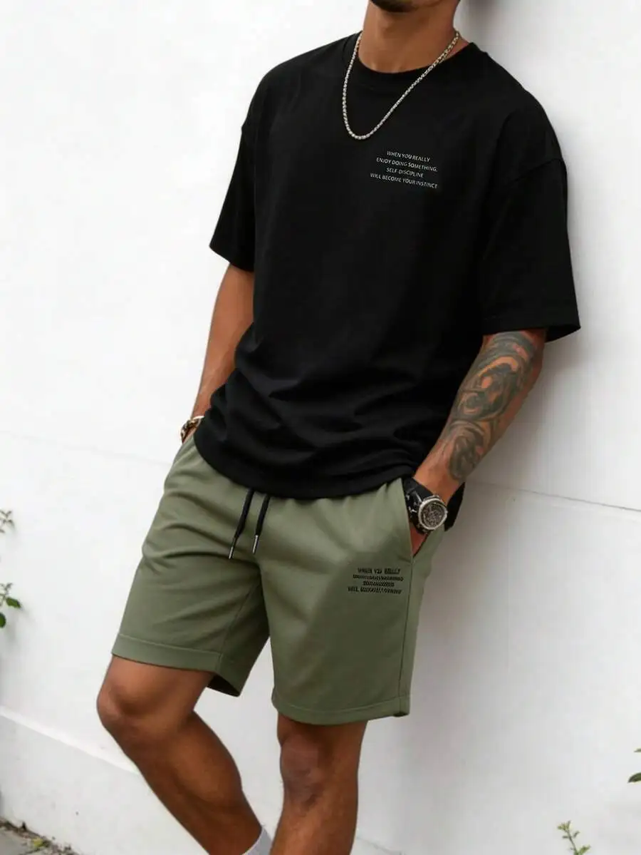 Sorvial Men's Summer Casual Letter Print T-Shirt And Shorts Set Casual Two Pieces Set Men
Sorvial Men's Summer Casual Letter Print T-Shirt And Shorts Set Casual Two Pieces Set Men