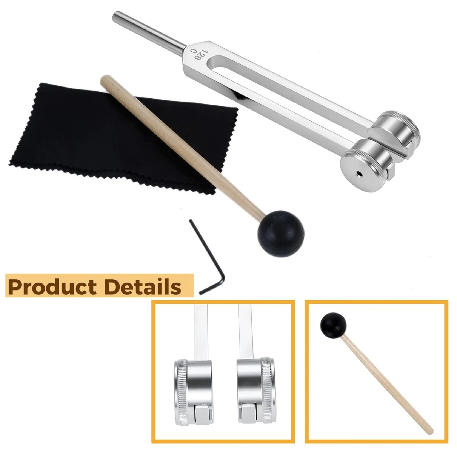 128HZ Chakra Tuning Fork and Silicone Hammer Bag Cleaning Cloth for DNA Repair Healing Sound Therapy Teaching Musical Instrument
128HZ Chakra Tuning Fork and Silicone Hammer Bag Cleaning Cloth for DNA Repair Healing Sound Therapy Teaching Musical Instrument