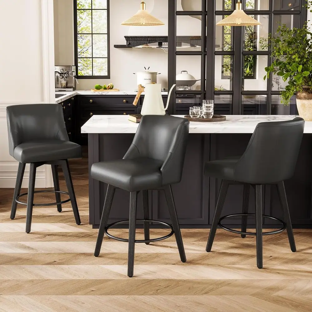 Set of 3 Swivel Bar Stools with Backrest and Wood Legs, Leather Upholstered, 26 High, Suitable for Kitchen Counter and Home Bar,
Set of 3 Swivel Bar Stools with Backrest and Wood Legs, Leather Upholstered, 26 High, Suitable for Kitchen Counter and Home Bar,