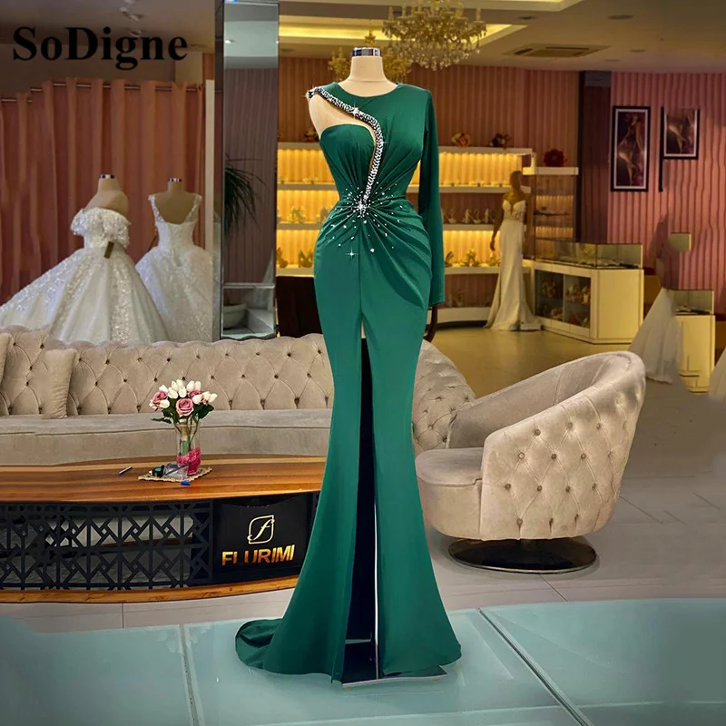SoDigne Emerald Green Arabic Formal Prom Dress Women Long Sleeve Evening Gowns Sexy Slit Crystal Evening Dresses 2022 Women
SoDigne Emerald Green Arabic Formal Prom Dress Women Long Sleeve Evening Gowns Sexy Slit Crystal Evening Dresses 2022 Women