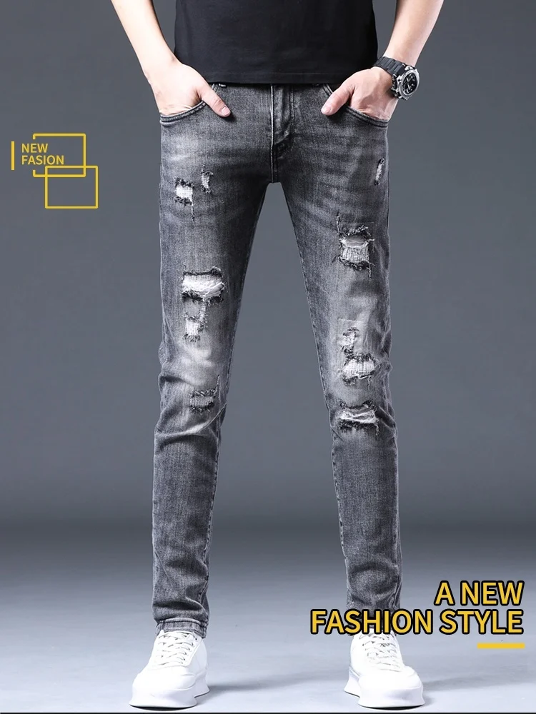 Men's Denim Jeans Patchwork Ripped Elastic Slim Fit Casual Long Trousers Spring Autumn New Arrival Youth Wear mid Waist Zipper
Men's Denim Jeans Patchwork Ripped Elastic Slim Fit Casual Long Trousers Spring Autumn New Arrival Youth Wear mid Waist Zipper
