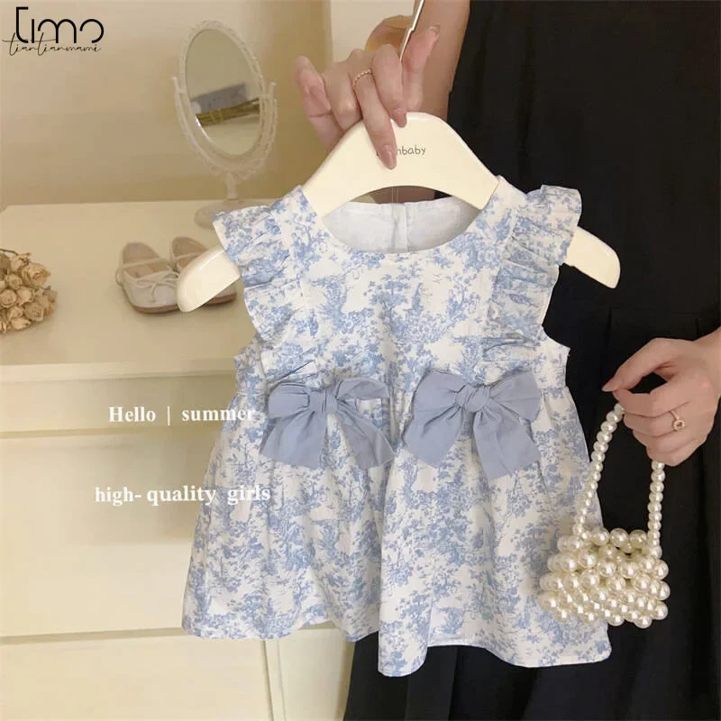 Baby Girls Dress French Summer Sweet Bow Flying Sleeves Fashionable Foreign Style Travel Skirt New Dress Fashion Casul
Baby Girls Dress French Summer Sweet Bow Flying Sleeves Fashionable Foreign Style Travel Skirt New Dress Fashion Casul