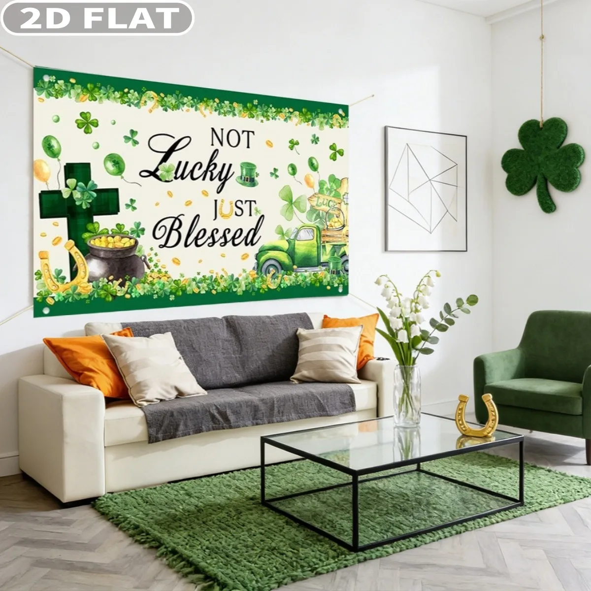 2D FLAT 1pc St Patrick's Day banner, 70.8x43.3 Inch & 94.4x70.8 Inch Polyester Not Lucky Just Blessed Background Party Decor
2D FLAT 1pc St Patrick's Day banner, 70.8x43.3 Inch & 94.4x70.8 Inch Polyester Not Lucky Just Blessed Background Party Decor