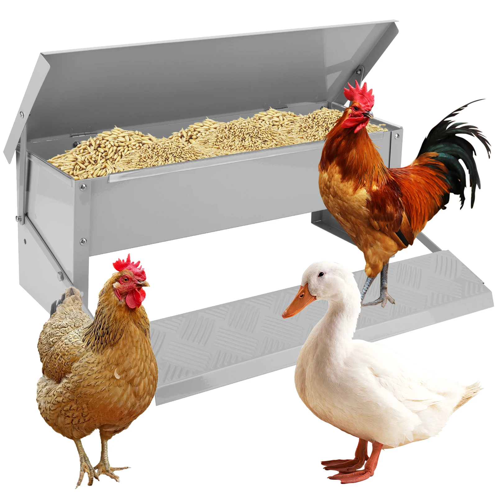 Automatic Chicken Feeder with Weatherproof Lid Treadle Chicken Feeder Metal Chicken Feeder for Chickens Geese Ducks Turkeys
Automatic Chicken Feeder with Weatherproof Lid Treadle Chicken Feeder Metal Chicken Feeder for Chickens Geese Ducks Turkeys