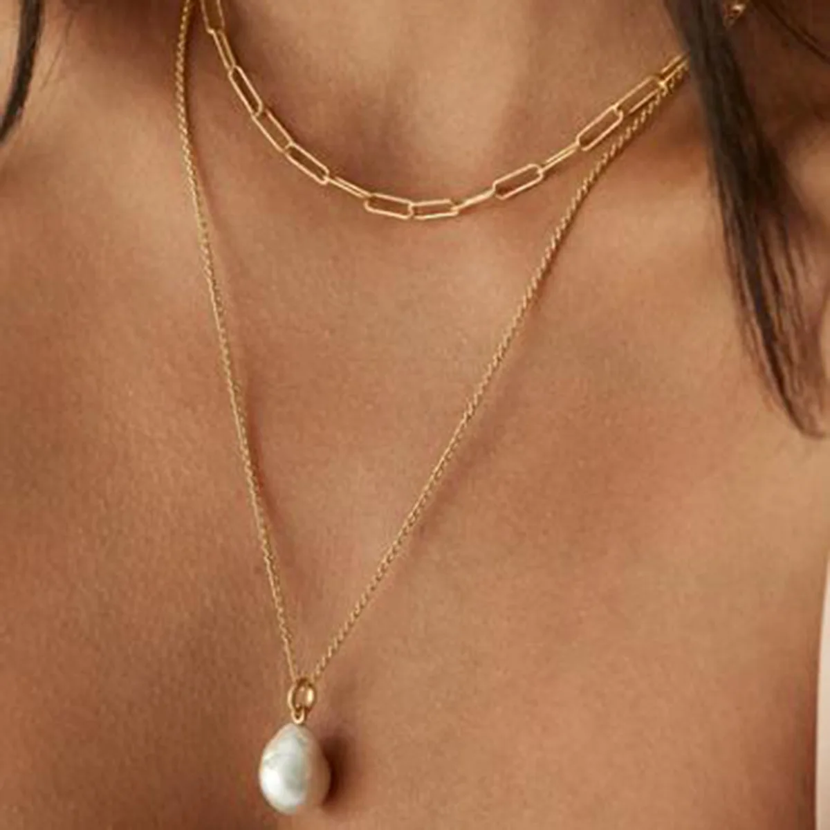 Stainless Steel PVD 18K Gold Plated Tarnish Waterproof Layered Chian Pearl Pendant Necklace For Woman Jewelry Wholesale INS
Stainless Steel PVD 18K Gold Plated Tarnish Waterproof Layered Chian Pearl Pendant Necklace For Woman Jewelry Wholesale INS