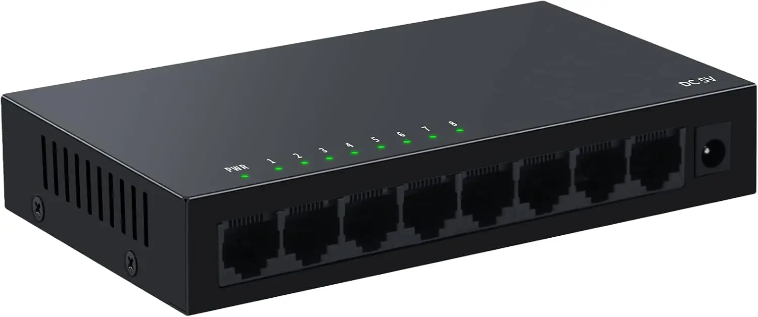 8 Port Gigabit Ethernet Switch, Desktop/Wall-Mount, Plug & Play, Fanless Metal Housing, Quiet Unmanaged Network Switch
8 Port Gigabit Ethernet Switch, Desktop/Wall-Mount, Plug & Play, Fanless Metal Housing, Quiet Unmanaged Network Switch