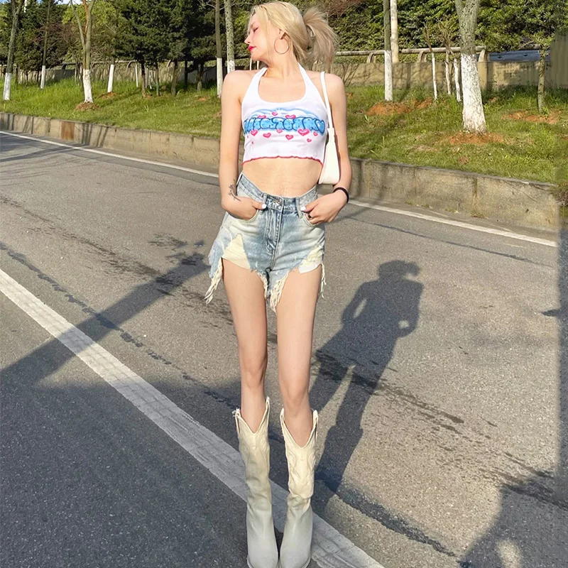 Sexy High Waist Destroyed Denim Shorts Women Summer Large Size A-Line Hot Pants Frayed Hem Cool Feeling Wide Leg Jeans
Sexy High Waist Destroyed Denim Shorts Women Summer Large Size A-Line Hot Pants Frayed Hem Cool Feeling Wide Leg Jeans