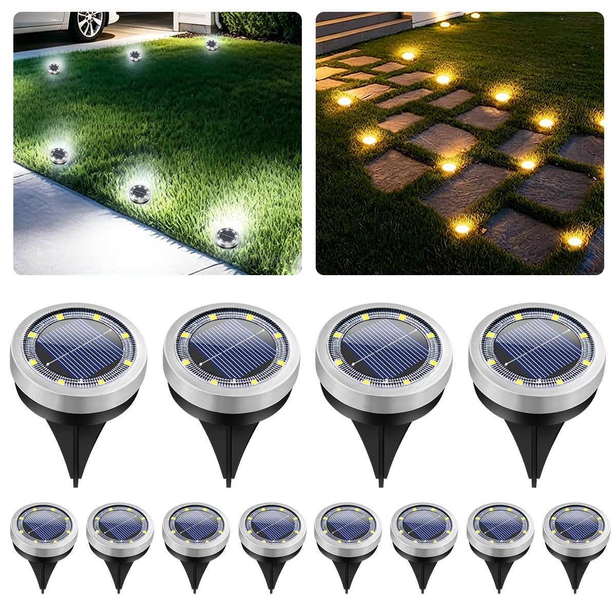 Solar Lamp Solar Ground Light 8LED Stainless Steel IP65 Waterproof Auto On Off 200mAh 2 Color White Warm for Garden Pathway Lawn
Solar Lamp Solar Ground Light 8LED Stainless Steel IP65 Waterproof Auto On Off 200mAh 2 Color White Warm for Garden Pathway Lawn