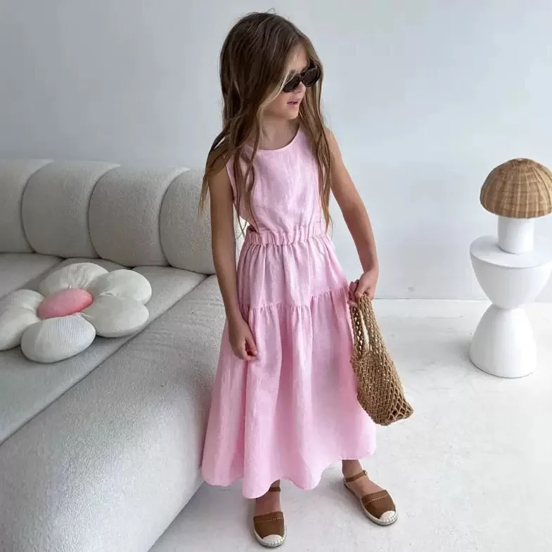 2026 New Summer Girls Dress Crew Neck Sleeveless Elastic Waist Hollow Out Design Fashion Vest Dress
2026 New Summer Girls Dress Crew Neck Sleeveless Elastic Waist Hollow Out Design Fashion Vest Dress