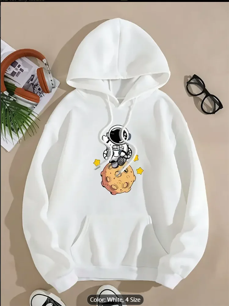 Womens White Hoodie Astronaut Moon Graphic Print Casual Oversized Drawstring Hooded Sweatshirt for Space Lovers Pure Cotton
Womens White Hoodie Astronaut Moon Graphic Print Casual Oversized Drawstring Hooded Sweatshirt for Space Lovers Pure Cotton