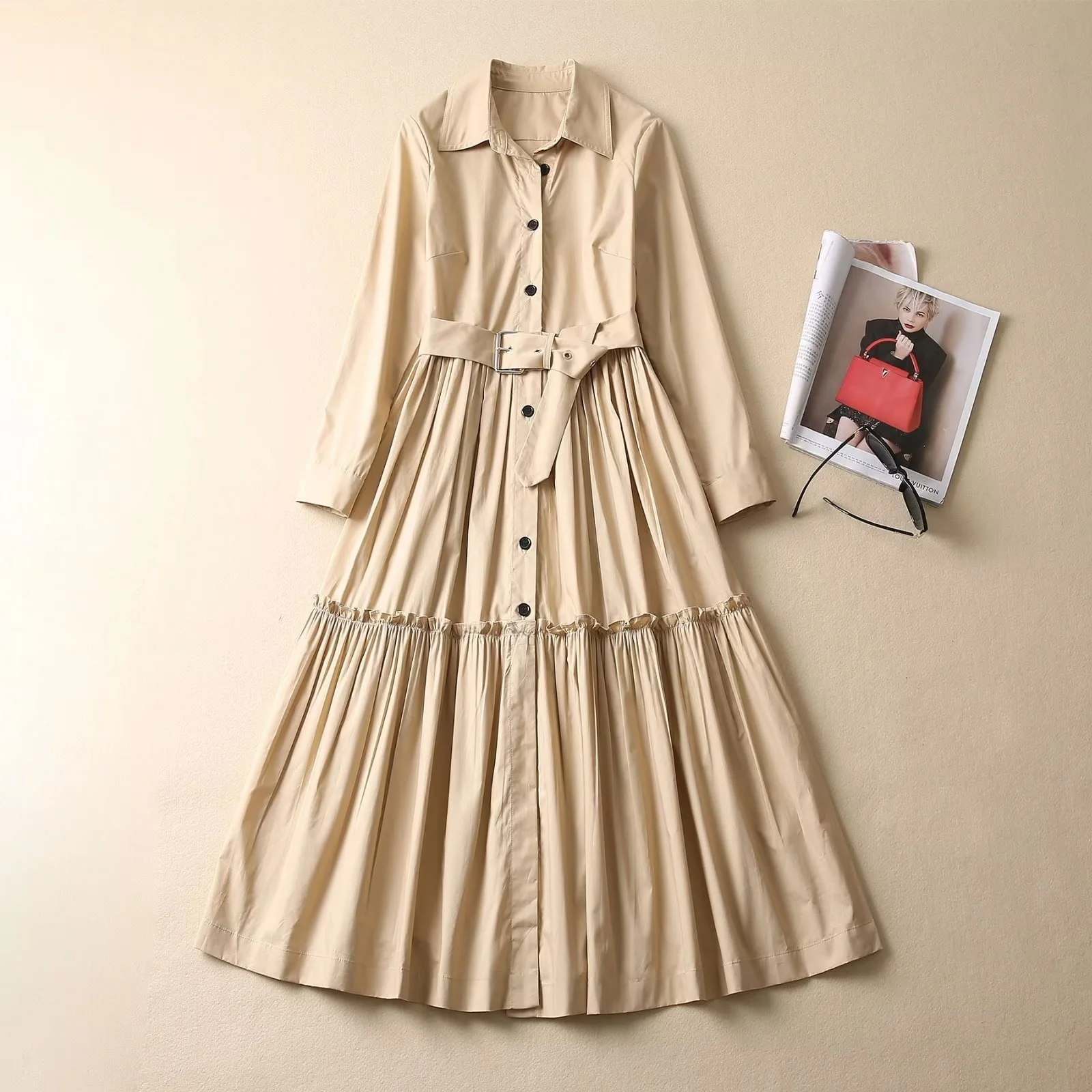 Spring New Arrival Women's Dr Bee Embroidery Pure Cotton Long Sve A-Line Dr with Waist Belt Slimming Color
Spring New Arrival Women's Dr Bee Embroidery Pure Cotton Long Sve A-Line Dr with Waist Belt Slimming Color
