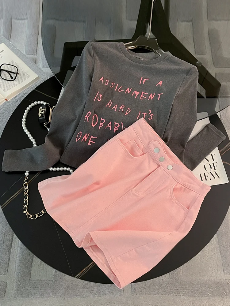 Fashionable Miu Style Women's Two-Piece Set Spring 2026 Slim Fit Long Sleeve T-Shirt Pink Skirt Casual Sportswear Ensemble
Fashionable Miu Style Women's Two-Piece Set Spring 2026 Slim Fit Long Sleeve T-Shirt Pink Skirt Casual Sportswear Ensemble